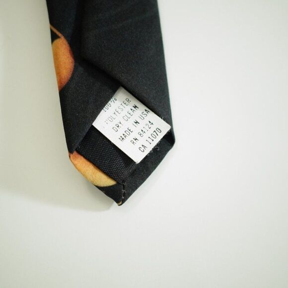 Ralph Marlin Trombone & Notes Brown Black Print Polyester Tie - Picture 6 of 8